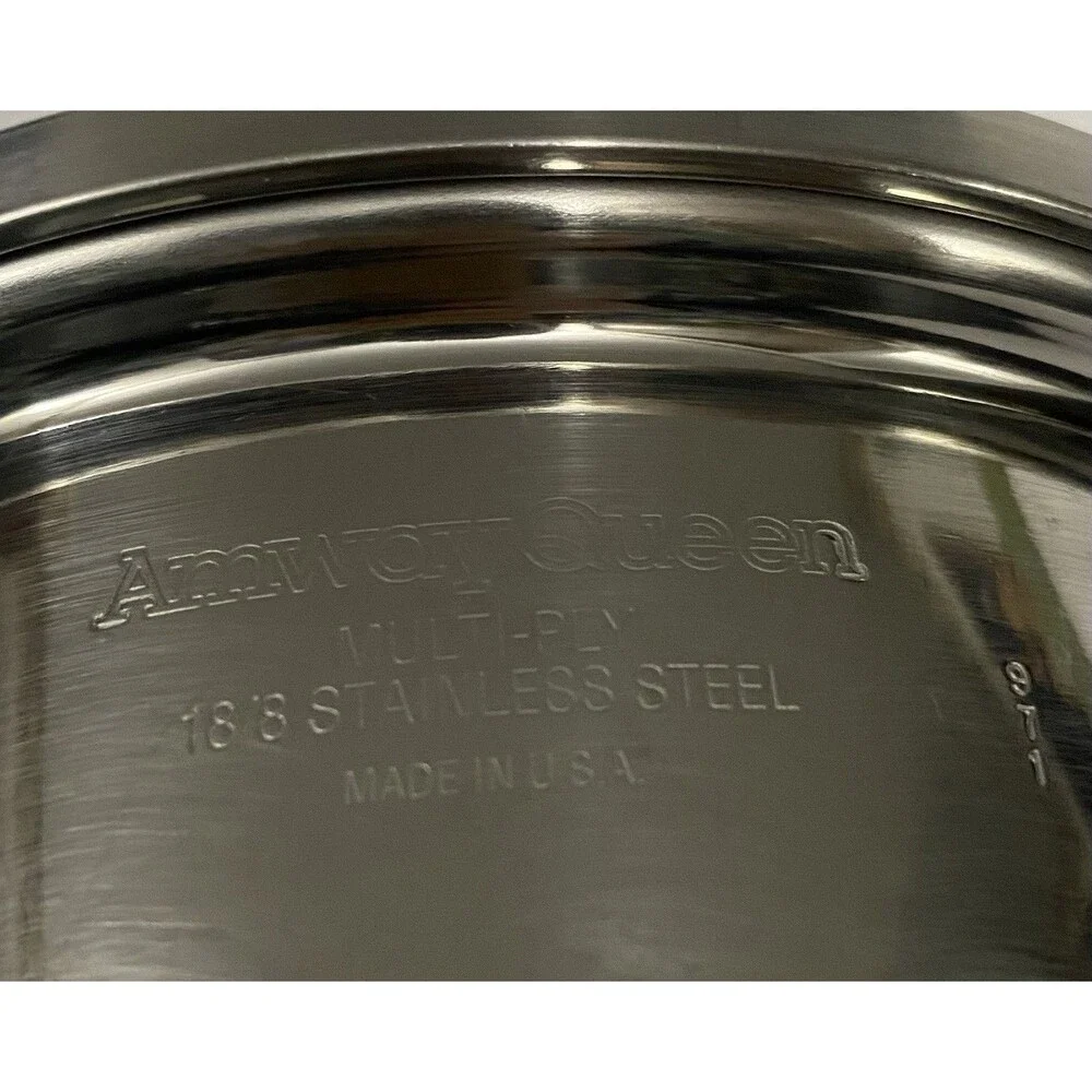 Amway Queen .75 Quart Sauce Pan & Lid Multi Ply 18/8 Stainless Cookware USA